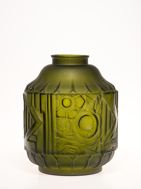 Unique Fine Art Pottery Studio Glazed Vase with Leaf ~ Leaves Signed by Lovejoy